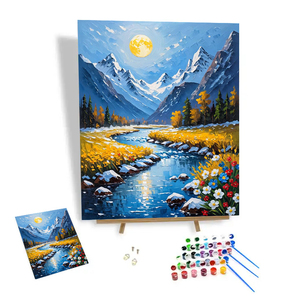Kit Pittura con Numeri: <span class=keywords><strong>Paesaggio</strong></span> <span class=keywords><strong>Invernale</strong></span> con Montagna Innevata, Decorazione per la Casa, Opera d'Arte - Product Image 1