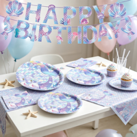 Nouvel ensemble de vaisselle de fête sirène pour anniversaire : serviettes, assiettes et gobelets en papier