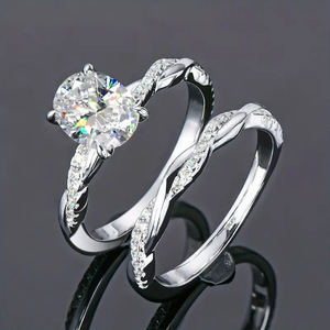 Set di Anelli Classici Minimalisti a Due Pezzi per Donna, Gioielli da Matrimonio - Product Image 4