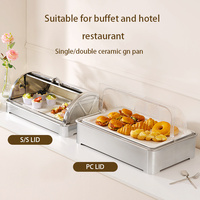 Plateau de service en céramique Oulu pour desserts, plateau de présentation pour traiteur avec couvercle SUS/PC, plateau de service de buffet en acier inoxydable
