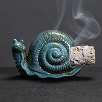 Brûleur d'encens créatif et écologique en céramique chinoise en forme d'escargot, diffuseur d'arômes religieux pour la décoration intérieure