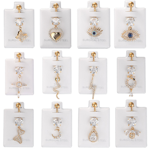 14G Thép Không Gỉ Dễ Thương Rốn Vòng Bụng Nút Xỏ Với Zircon Bụng Nút Dangle Dangle Từ Vẻ Đẹp Nhà Cung Cấp - Product Image 1