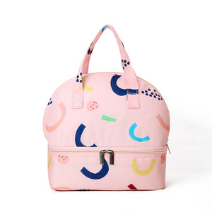 Sac à déjeuner isotherme Oxford à double compartiment, compartiment inférieur zippé, imperméable, écologique, poignée portable pour l'école - Product Image 3