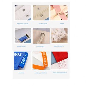 Sac fourre-tout en toile de coton avec logo personnalisé, réutilisable pour les étudiants, les courses, la plage, les voyages ou comme cadeau pour le supermarché - Product Image 5