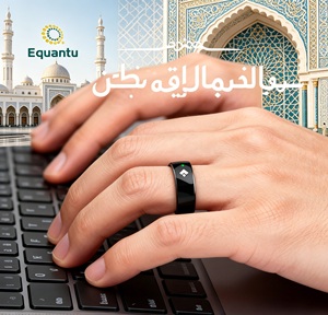 Bague connectée religieuse Equantu avec écran OLED, rappel de prière, contrôle par application, en acier inoxydable, bague islamique Zikr - Product Image 1