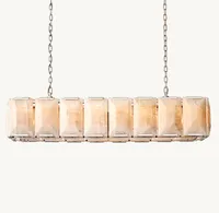 Lustre rectangulaire contemporain en calcite pour salon, luminaire suspendu décoratif moderne