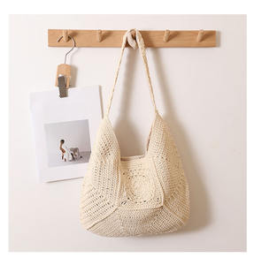 Bolso <span class=keywords><strong>de</strong></span> hombro <span class=keywords><strong>de</strong></span> algodón tejido <span class=keywords><strong>de</strong></span> gran capacidad estilo INS <span class=keywords><strong>de</strong></span> <span class=keywords><strong>verano</strong></span> tejido <span class=keywords><strong>abuela</strong></span> rejilla flor vacaciones playa compras bolsa <span class=keywords><strong>de</strong></span> viaje - Product Image 4