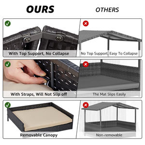 SUREWALHOME Casa de mimbre para perros Cama elevada para perros con dosel Cama grande para perros elevada con refrigeración - Product Image 2