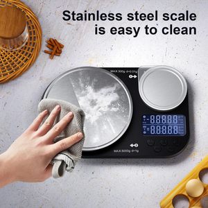 Báscula de Cocina con Precisión de 0.1g/1g, Conversión Multiunidad, <span class=keywords><strong>Plataforma</strong></span> Doble de 300g/5kg, Digital de Acero Inoxidable - Product Image 2