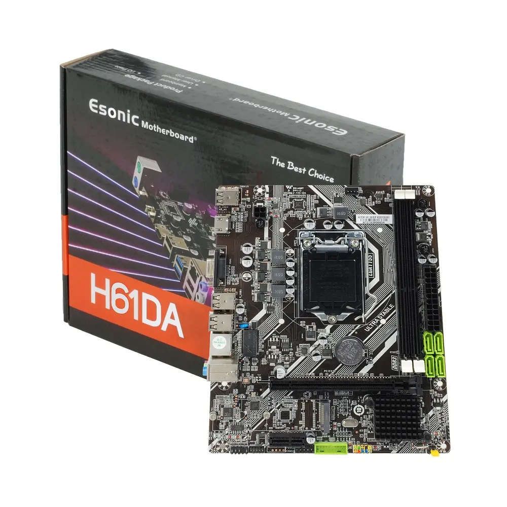 OEM H61 M.2 Desktop-Motherboard Esonic H61DA LGA 1155 PC Hauptplatine DDR3 Mainboard Micro ATX-Karte für 2/3 Gen CPU