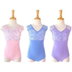 ALA009 Body personnalisé pour enfants vêtements de danse d'entraînement justaucorps de ballet à panneaux imprimés floraux