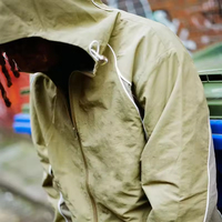 Ensemble de survêtement personnalisé, veste en nylon légère à fermeture éclair et pantalon de survêtement imperméable en nylon réfléchissant, coupe-vent