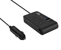 Inverter Mobil Multi-Port 200W Pengisi Daya Mobil 12V ke AC Adaptor Daya Mobil dengan 2 Stopkontak AC & Port Pengisian Cepat USB