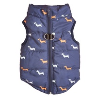 Gilet matelassé léger et chaud pour chien, imprimé Teckel, avec anneau en D, fermeture éclair, sans manches, en polyester, coupe-vent, pour l'hiver