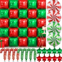 Décoration murale double face en feuille d'aluminium, motif carré rouge et vert, pour Noël, Nouvel An et fêtes.