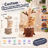 Usine de jouets en peluche personnalisés : Animal en peluche électronique interactif, paresseux grimpant aux arbres, plante en pot, chantant, parlant, dansant, lumineux