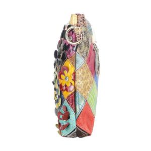 Bolsos cruzados florales AndoBag, bolso de hombro a cuadros con costuras en bloques de color, bolso tipo satchel de cuero genuino para mujer 1778 - Product Image 4