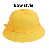 Topi Nelayan Anak Motif Garis Kartun Kuning 100% Katun - Pelindung Matahari Musim Semi/Panas