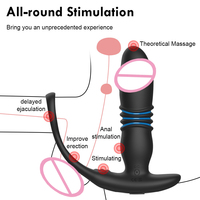Vibrateur anal double anneau 3-en-1 pour hommes, stimulateur de prostate à 3 poussées et 10 vibrations, plug anal pour masturbation masculine - Nouveauté promotionnelle