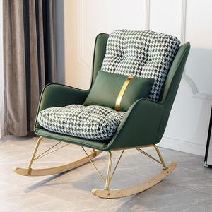 Fauteuil <span class=keywords><strong>à</strong></span> <span class=keywords><strong>bascule</strong></span> moderne avec repose-pieds en cuir et tissu pied-de-poule, ensemble de fauteuils <span class=keywords><strong>à</strong></span> <span class=keywords><strong>bascule</strong></span> pour salon - Product Image 3