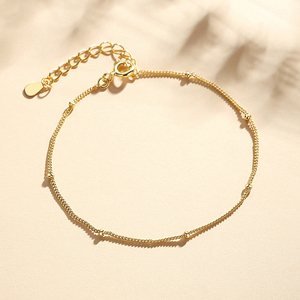 Nagosa Band semplice per donna gioielli di moda 925 argento Sterling 18k oro Vermeil sfere di perline bracciale - Product Image 1
