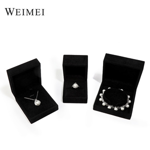 Luxury Engagement Wedding Ring Necklace Bracelet <b>Gift</b> Jewelry Packaging logo Black Velvet Jewelry <b>Boxes</b> - Product Image 5