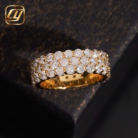 Bague d'éternité entièrement pavée de diamants de laboratoire IGI taille brillant, plaqué or clair fantaisie, en argent sterling 925, bague de mariage de luxe