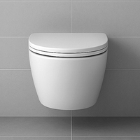 WC suspendu sans bride de luxe moderne avec abattant UF à fermeture douce et réservoir encastré pour villas et hôtels