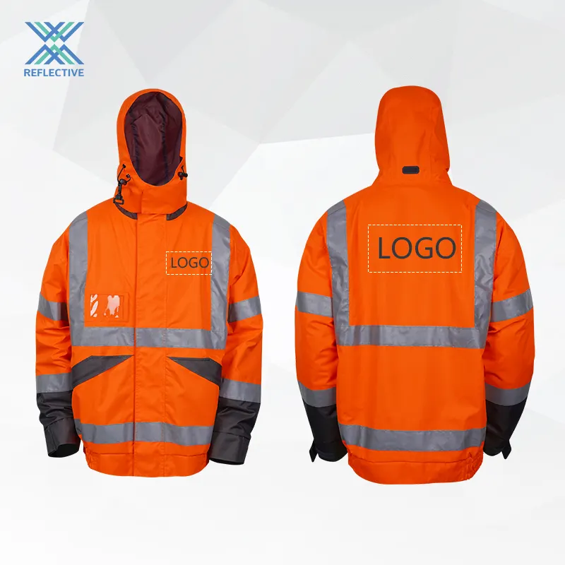 Лидер продаж, защитная куртка Hi-vis 300D с полиуретановым покрытием, ветрозащитный шов с карманами