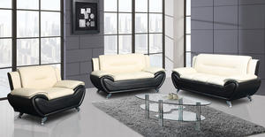 Ensemble de <span class=keywords><strong>canapé</strong></span> modulaire en similicuir moderne noir rouge vieilli pour le salon - Product Image 5