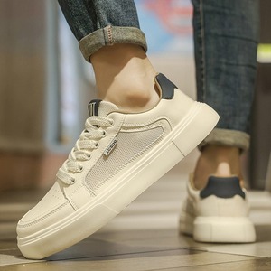 Chaussures pour hommes 2026, nouveau style été, respirantes, perforées, sportives, à talon bas, semelle épaisse, surface en cuir, couleur blanche, adaptées aux adolescents - Product Image 4