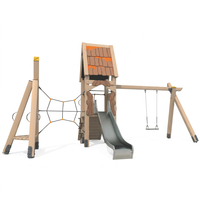 Ensemble de jeux d'extérieur pour enfants : toboggan, balançoire, filet d'escalade, toboggan en acier inoxydable, aire de jeux de jardin, parc de trampolines