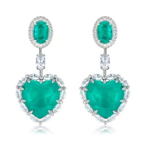 Women Fashion Jewelry Earrings Women Blue Parauba Zircon Heart Earrings For Party