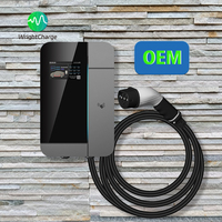 Cargador de Pared para Vehículos Eléctricos de 7kW, Tipo 1, Tipo 2, GBT, Trifásico, CA, con WiFi, OCPP, RFID, DLB, para Uso en el Hogar y la Oficina, WrightCharge