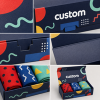 Boîte cadeau personnalisée pour chaussettes imprimées en couleur, avec languettes avant imbriquées, emballage pliable pour vêtements