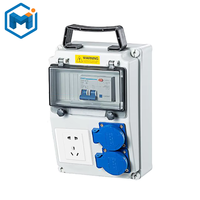 Ip44 32A 2P/3P Meta Power Distribution Box Fiches et prises industrielles Boîte d'alimentation en plastique portable à 3 voies pour prises industrielles