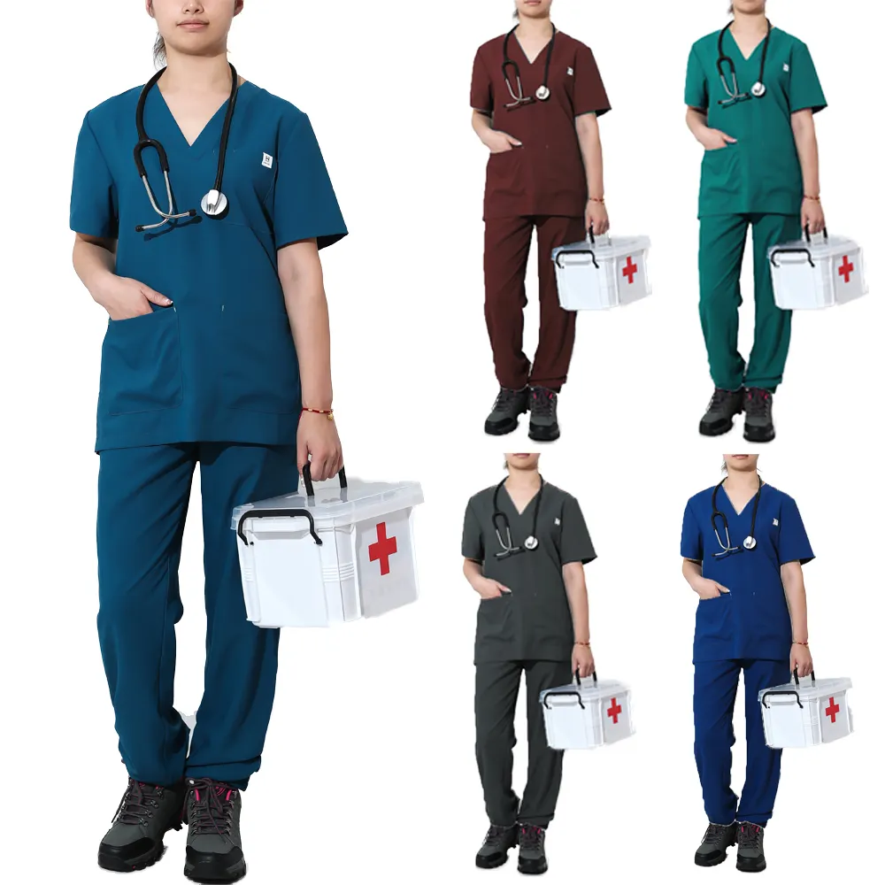 Dropshipping. Exclusivo. Exfoliante-poliéster/Rayón/Spandex diseños de moda nuevo estilo Hospital médico uniforme de enfermera