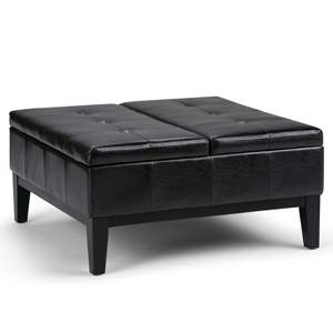 DB Dover Midnight Black Square Coffee Table Almacenamiento Otomano - Product Image 1