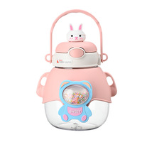 Bouteille d'eau isotherme grande capacité pour enfants, motif dessin animé, avec sangle, anti-fuite, élégante, pour l'extérieur, gourde en plastique de qualité étudiante