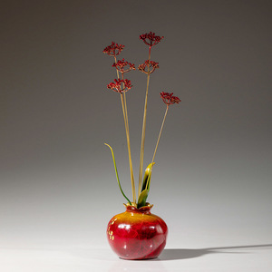 Vase en cuivre artisanal pour fleurs artificielles, motif floral, ornement décoratif, article cadeau - Product Image 2