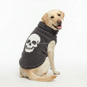 Gilet pour chien en tricot torsadé à col roulé, imprimé crâne moderne, collection Printemps-Été 2026, facile à porter, vente en gros, vêtements pour animaux <span class=keywords><strong>de</strong></span> compagnie pour chiots - Product Image 2