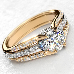 Anello Vintage a Forma di Ponte ad Arco Bicolore Design Classico per Donne - Product Image 1