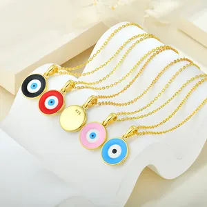 High-end Jewelry Round Devil's Eye Pendant Enamel Pendant Necklace 18K Gold Vermeil Jewelry For Women Jewelry Ladies Gifts