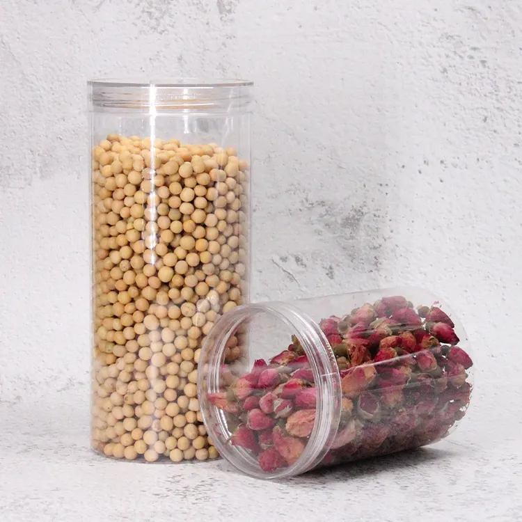Pot PET de qualité alimentaire Récipient de stockage en plastique vide avec couvercle 2oz 4oz 8oz pour pot à biscuits pour aliments secs