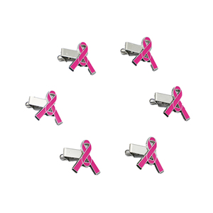 Clip métallique personnalisé en alliage de zinc avec émail doux, motif ruban rose, mignon pour adolescentes - Product Image 5