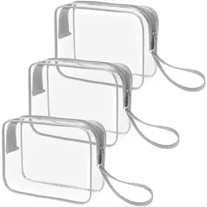 Custom PVC Transparent Clear Zipper Organizer Cosmetic Bag Travel Toiletry Wash Pouch Bag Waterproof Makeup Bag