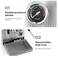 Máquina de Café Espresso Eléctrica Semiautomática de 15 Bares con Bomba de Termobloque de Acero Inoxidable para Café Latte