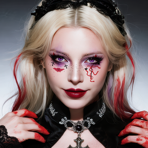 Autocollant tatouages temporaires Halloween Clown rouge Halloween Comical Joker Evil Halloween Maquillage Tatouage étanche pour visage et bras - Product Image 3