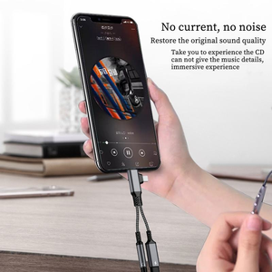 2 in 2 per <span class=keywords><strong>iPhone</strong></span> e USB <span class=keywords><strong>C</strong></span> a 3.5mm adattatore per cuffie e caricabatterie con PD 60W ricarica rapida supporto per chiamate musicali - Product Image 3