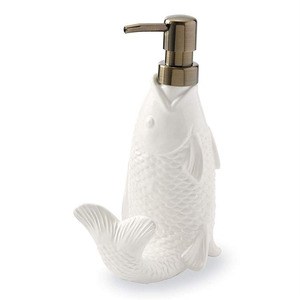 Distributeur de savon en céramique en forme de poisson pour la cuisine avec porte-éponge - Product Image 2